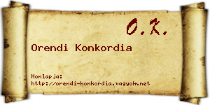 Orendi Konkordia névjegykártya